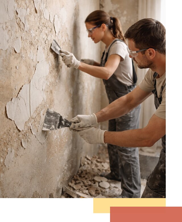 Снятие старой шпаклевки и подготовка поверхностей в Абакане