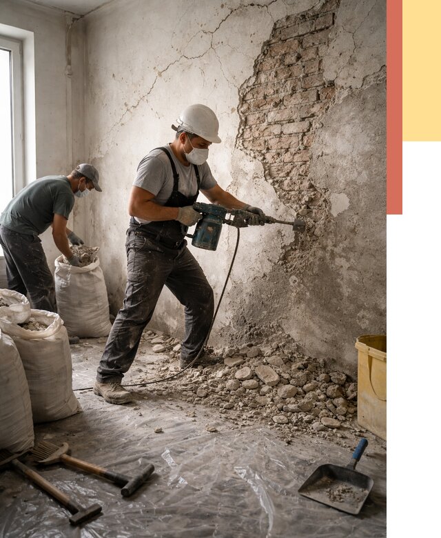 Демонтаж штукатурки со стен в Абакане от 7355 руб/м² — быстро и недорого | ОТДЕЛОЧНИК-Бкн