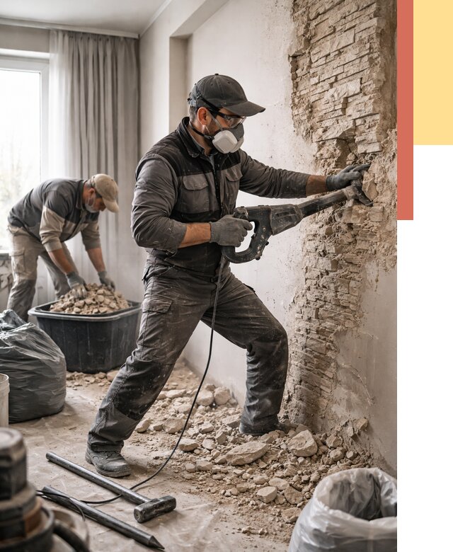 Демонтаж декоративного камня в Абакане от 1481 руб/м² — быстро и недорого | ОТДЕЛОЧНИК-Бкн