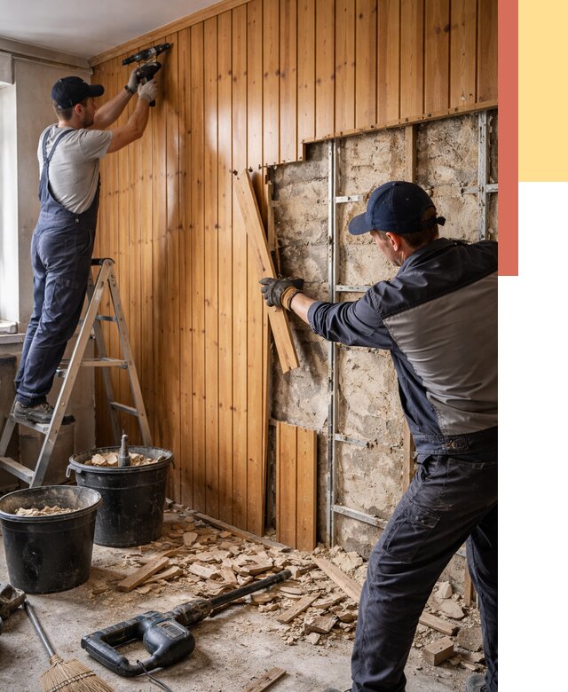 Демонтаж вагонки со стен в Абакане от 1481 руб. — снятие, удаление, срочно | ОТДЕЛОЧНИК-Бкн