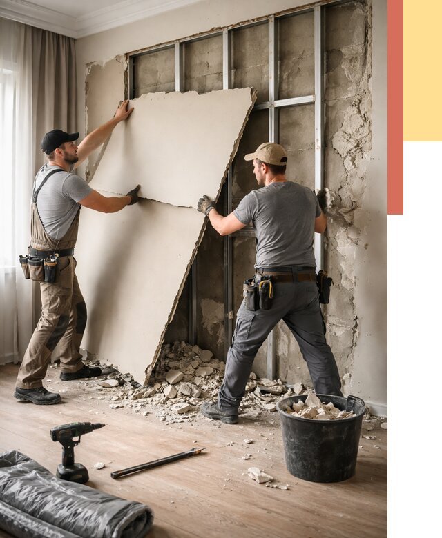 Демонтаж гипсокартона со стен в Абакане от 358 руб. — услуги демонтажа | ОТДЕЛОЧНИК-Бкн