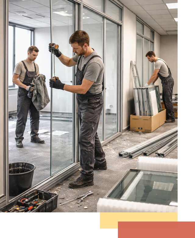 Демонтаж стеклянных перегородок в Абакане быстро и безопасно