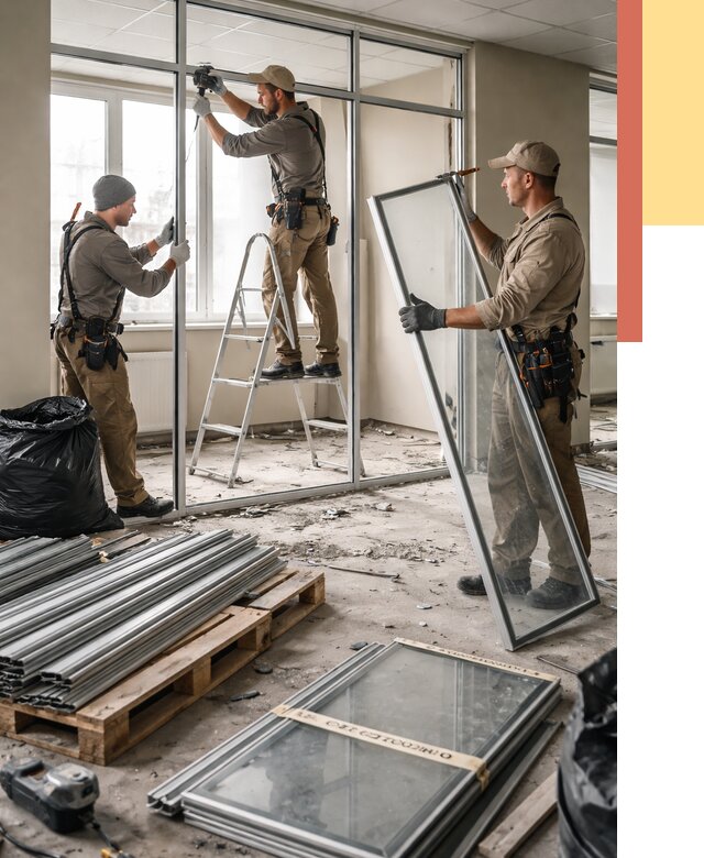 Демонтаж алюминиевых перегородок в Абакане от 4290 руб. — быстро и недорого | ОТДЕЛОЧНИК-Бкн