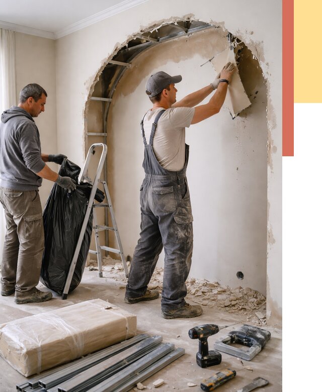 Демонтаж арки из гипсокартона в Абакане от 3575 руб. — услуги под ключ | ОТДЕЛОЧНИК-Бкн