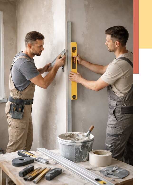 Выведение углов стен в Абакане от 1890 руб. быстро и недорого | ОТДЕЛОЧНИК-Бкн