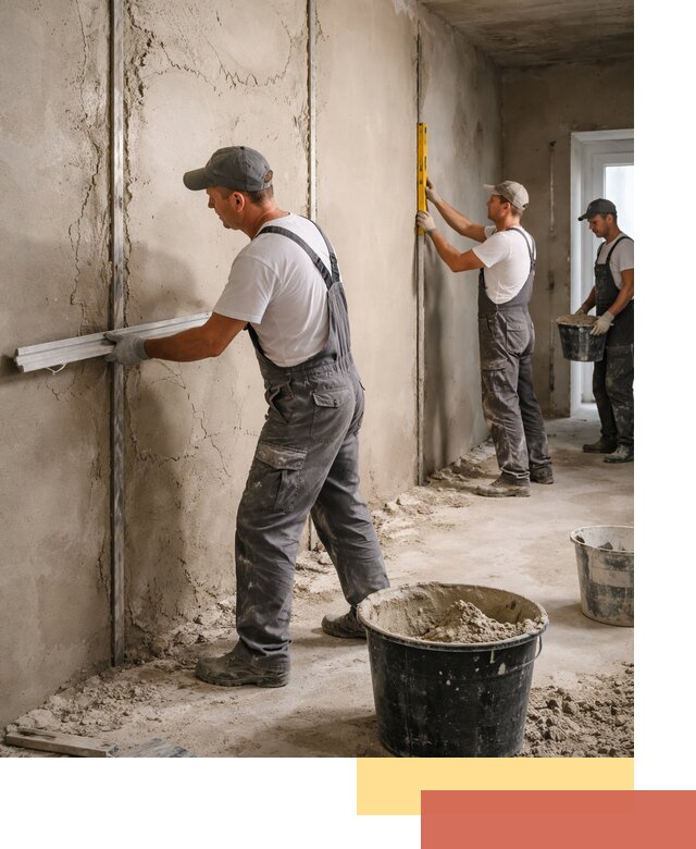 Штукатурка стен по маякам в Абакане — точная и ровная поверхность