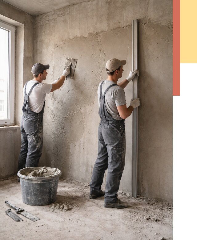 Штукатурка бетонных стен в Абакане от 4597 руб/м² — качественно и быстро | ОТДЕЛОЧНИК-Бкн