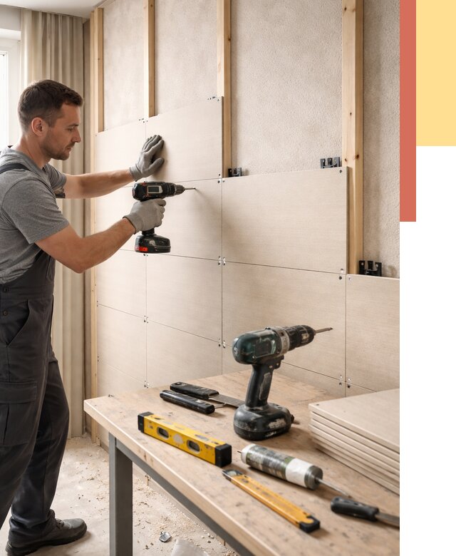 Монтаж МДФ панелей на стены в Абакане от 1277 руб. под ключ | ОТДЕЛОЧНИК-Бкн