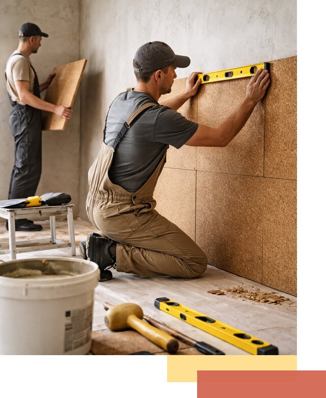 Монтаж пробковых панелей на стены в Абакане быстро и качественно