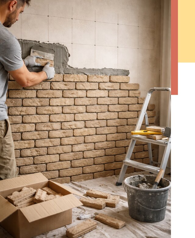 Монтаж декоративного кирпича в Абакане от 3269 руб./м² — быстро и недорого | ОТДЕЛОЧНИК-Бкн