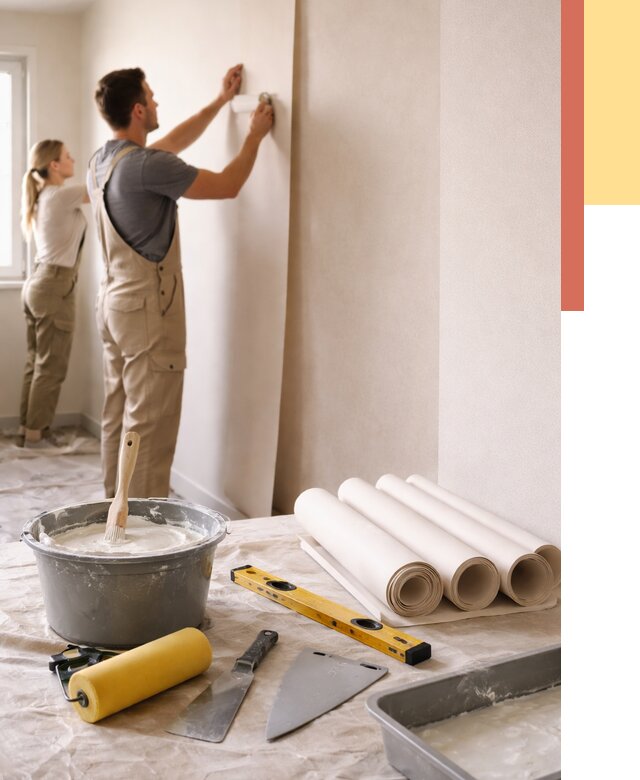 Поклейка бумажных обоев в Абакане от 5618 руб./м2 — быстро и недорого | ОТДЕЛОЧНИК-Бкн