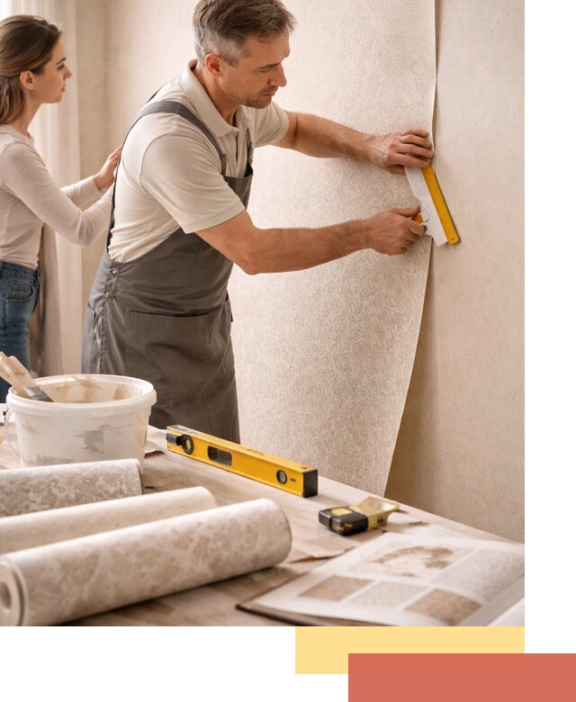 Поклейка обоев с подбором рисунка в Абакане