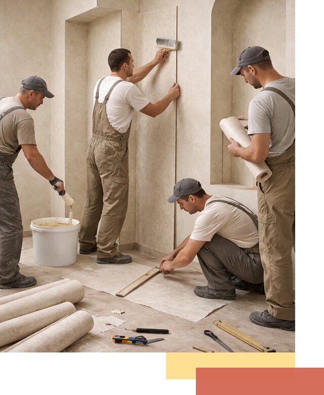 Поклейка обоев на сложные стены и неровные поверхности в Абакане