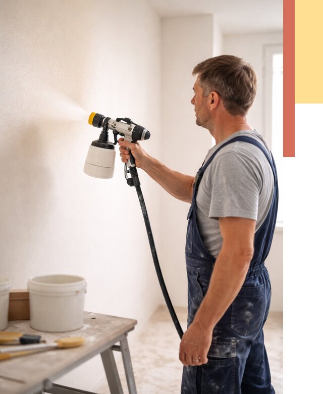 Покраска стен краскопультом в Абакане от 7661 руб. — механизированная покраска | ОТДЕЛОЧНИК-Бкн