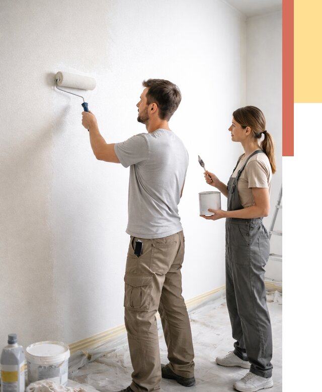 Окраска стен по стеклохолсту в Абакане от 4597 руб/м² под ключ | ОТДЕЛОЧНИК-Бкн