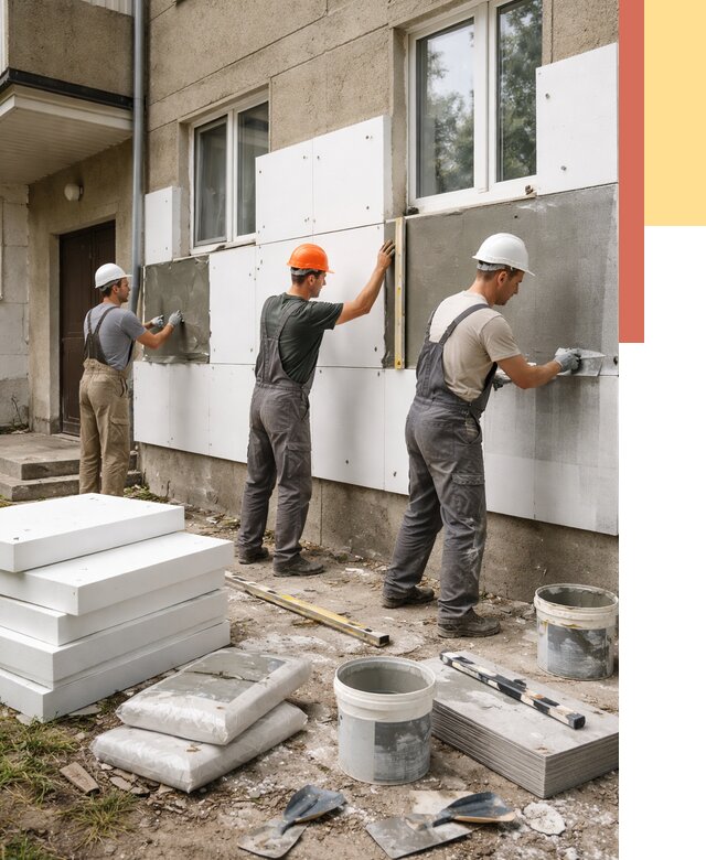 Утепление стен пенопластом в Абакане от 1788 руб. — недорого и под ключ | ОТДЕЛОЧНИК-Бкн