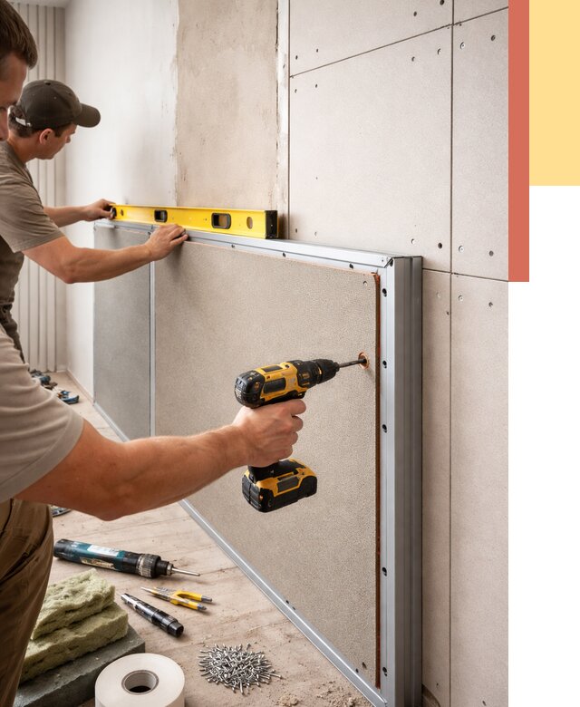 Шумоизоляция стен панелями ЗИПС в Абакане от 2247 руб./м² под ключ | ОТДЕЛОЧНИК-Бкн