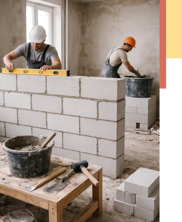 Кладка перегородок из газобетона в Абакане от 3269 руб. под ключ | ОТДЕЛОЧНИК-Бкн