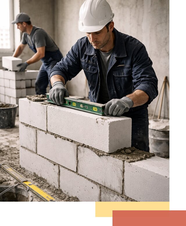 Кладка перегородок из пеноблока под ключ в Абакане