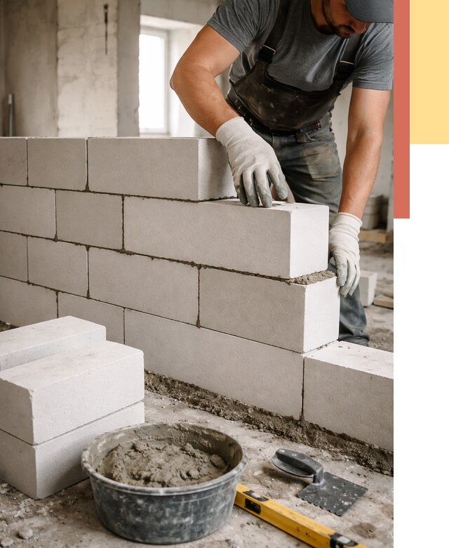 Кладка перегородок из силикатного блока в Абакане от 4086 руб. под ключ | ОТДЕЛОЧНИК-Бкн