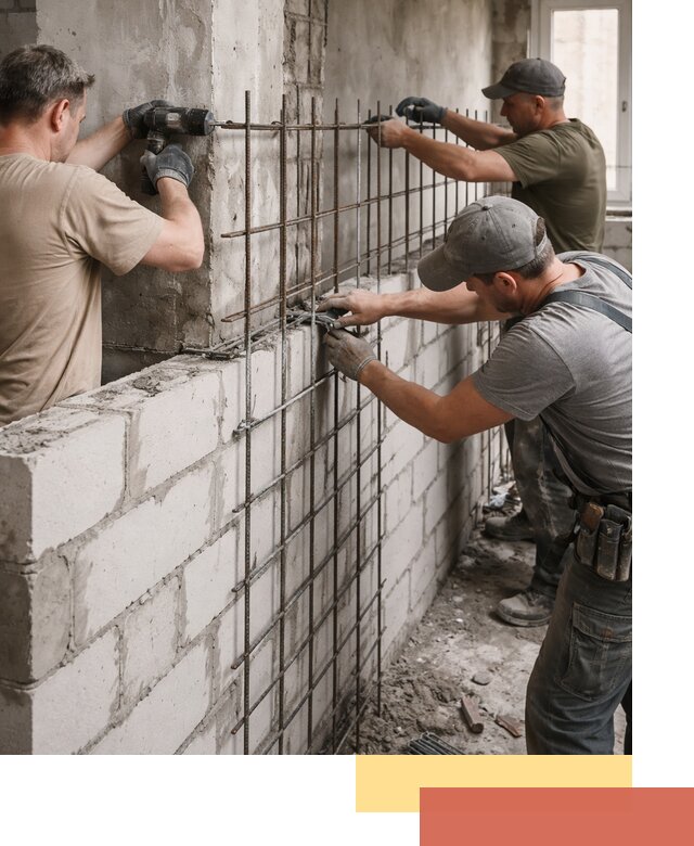 Армирование кладки перегородок в Абакане профессионально и надёжно
