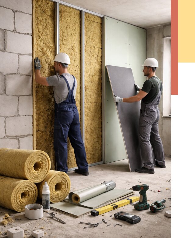 Шумоизоляция перегородок из блоков в Абакане от 1890 руб./м² — быстро и недорого | ОТДЕЛОЧНИК-Бкн