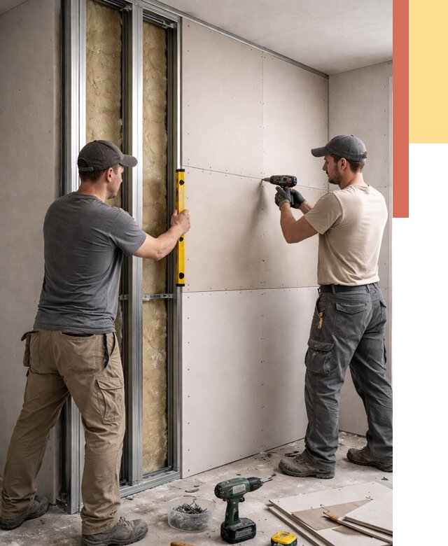 Монтаж двухслойной перегородки из гипсокартона в Абакане от 1481 руб. | ОТДЕЛОЧНИК-Бкн