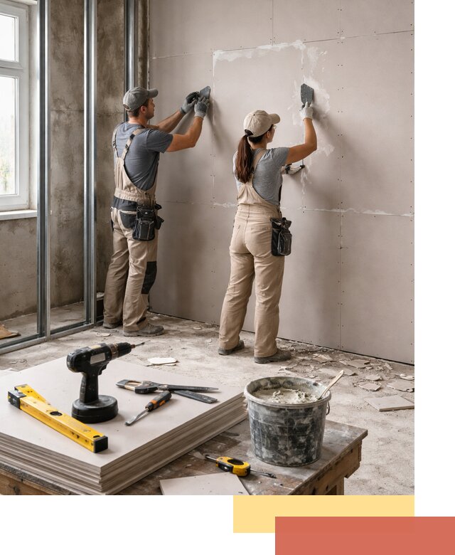 Монтаж двухслойной перегородки из гипсокартона в Абакане