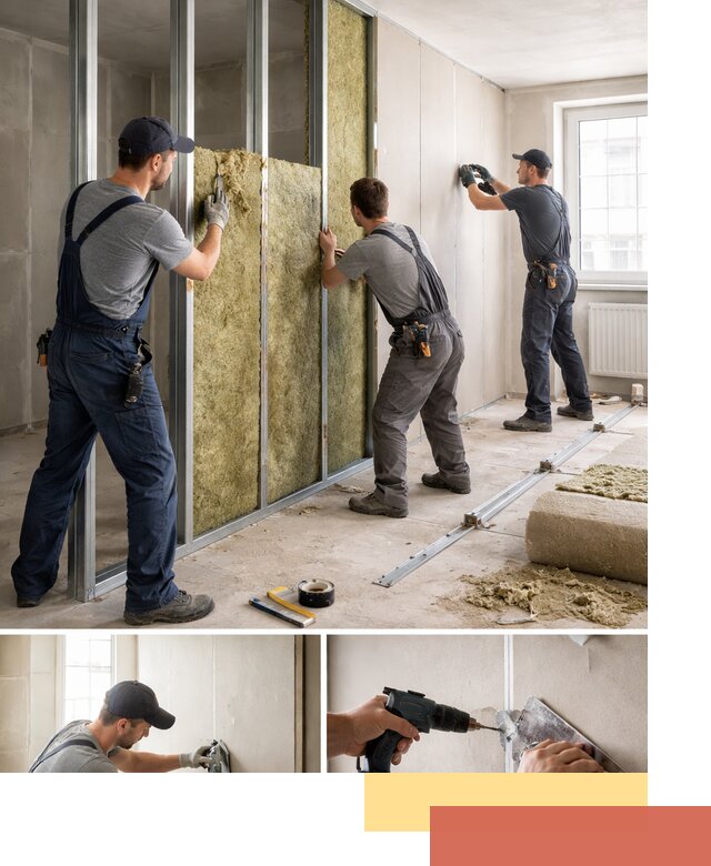 Перегородка из гипсокартона с шумоизоляцией в Абакане — монтаж под ключ