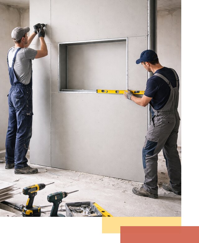 Перегородка из гипсокартона с нишей под декор в Абакане