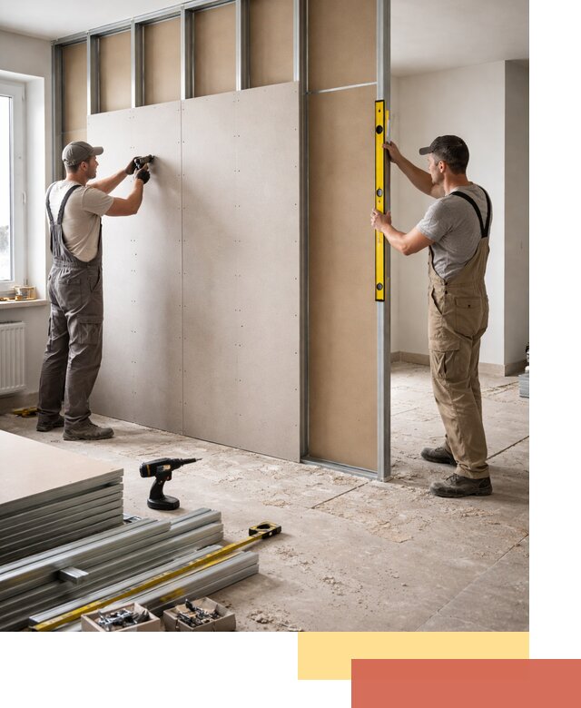 Зонирующая перегородка из гипсокартона под ключ в Абакане