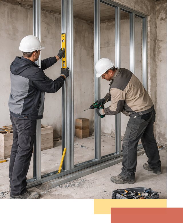 Монтаж каркаса перегородки из профиля в Абакане