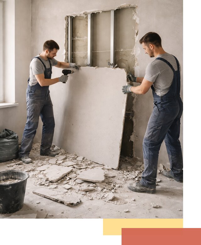 Демонтаж перегородки из гипсокартона в Абакане быстрый и аккуратный