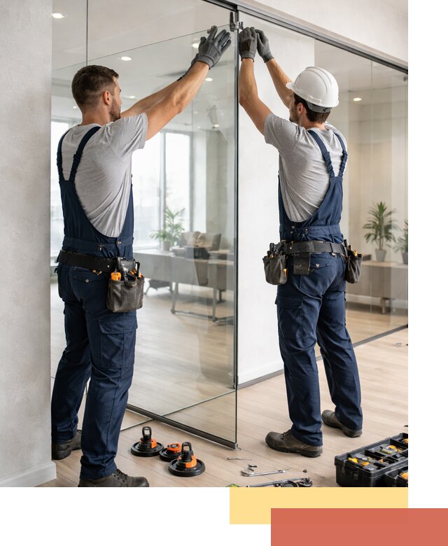 Безрамные стеклянные перегородки под ключ в Абакане