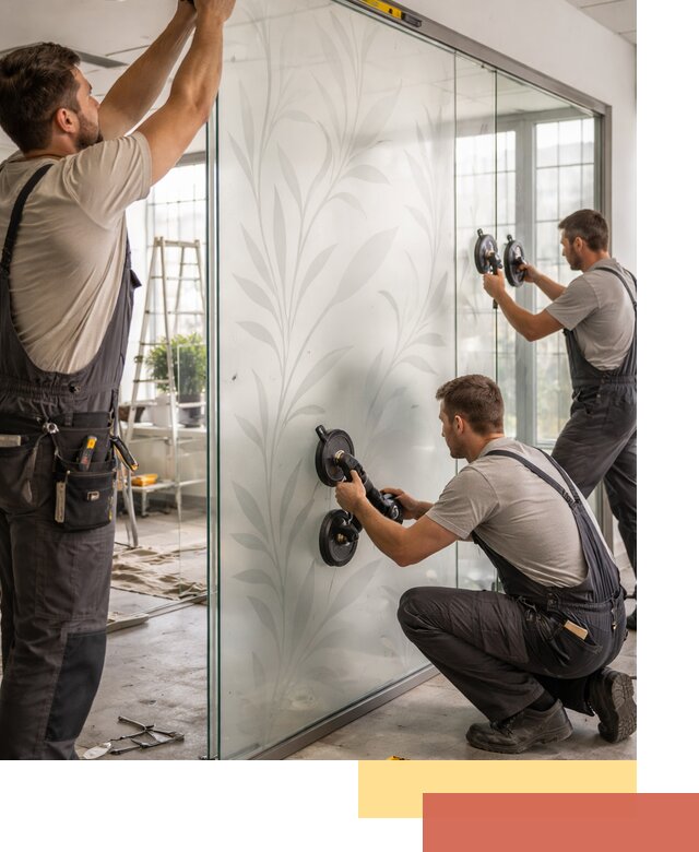 Стеклянные перегородки с рисунком на заказ в Абакане