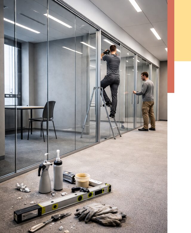 Стеклянные офисные перегородки в Абакане от 8683 руб. — монтаж и установка | ОТДЕЛОЧНИК-Бкн