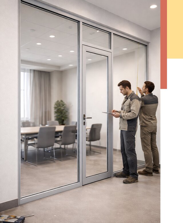 Установка и монтаж алюминиевых перегородок со стеклом в Абакане от 8376 руб. | ОТДЕЛОЧНИК-Бкн