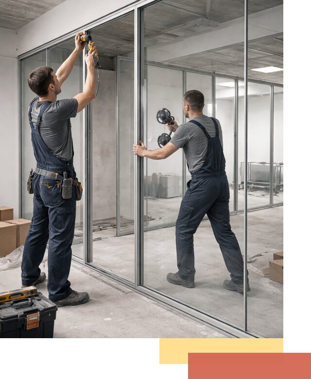 Алюминиевые перегородки со стеклом в Абакане — изготовление и монтаж