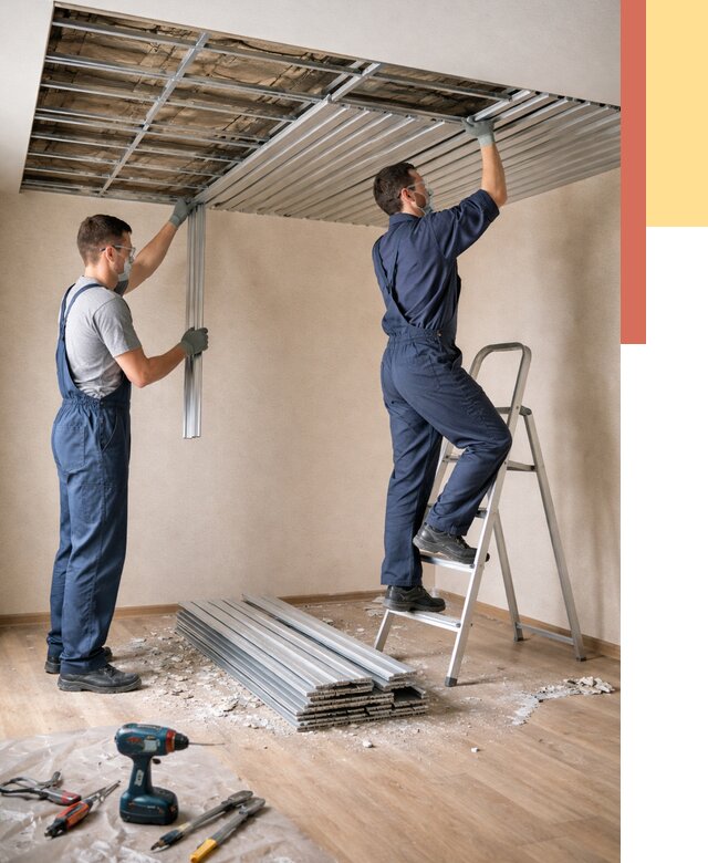 Демонтаж реечного потолка в Абакане от 4597 руб. быстро и недорого | ОТДЕЛОЧНИК-Бкн