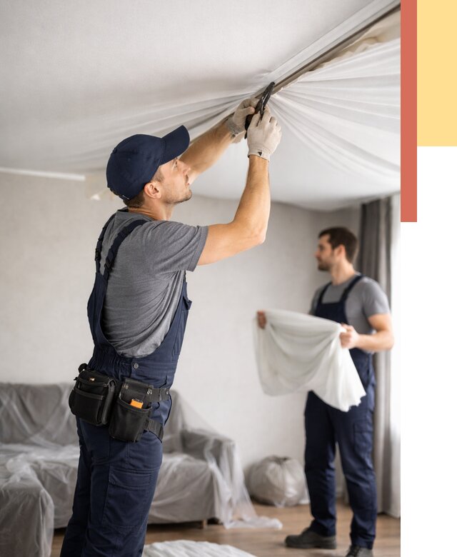 Демонтаж натяжного потолка в Абакане от 4597 руб. — снятие и разбор под ключ | ОТДЕЛОЧНИК-Бкн