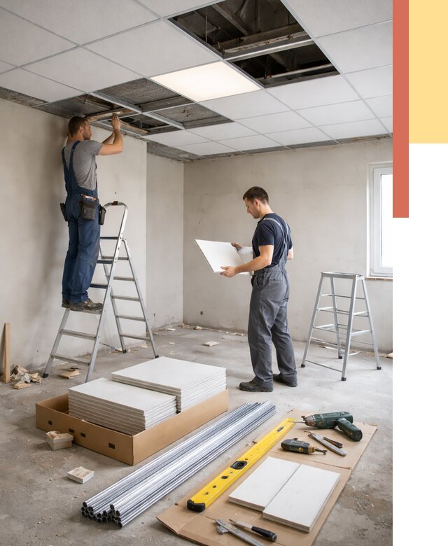 Монтаж потолка армстронг в Абакане от 4597 руб/м2 — быстрая установка под ключ | ОТДЕЛОЧНИК-Бкн