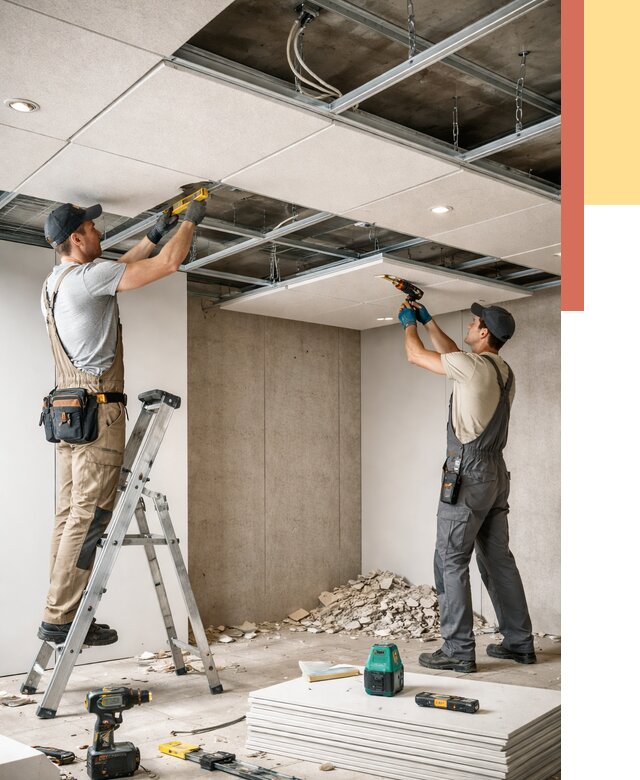 Монтаж акустического потолка в Абакане от 6640 руб/м2 — быстро и недорого | ОТДЕЛОЧНИК-Бкн