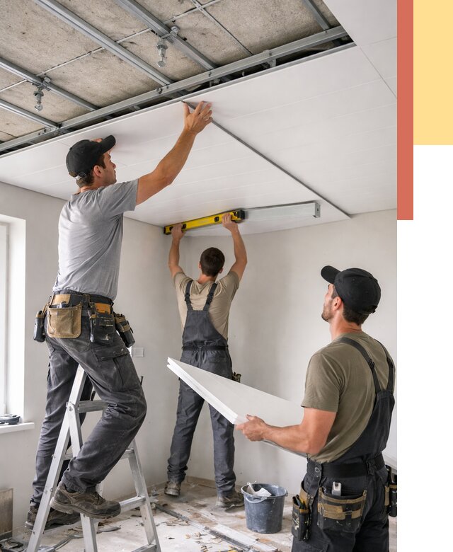 Монтаж потолка из ПВХ панелей в Абакане от 3575 руб./м2 — быстро и недорого | ОТДЕЛОЧНИК-Бкн