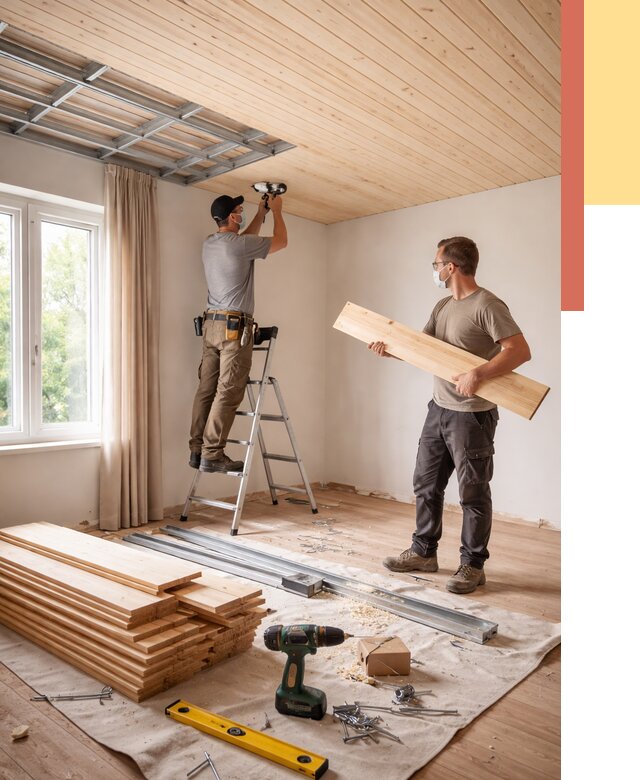 Монтаж потолка из вагонки в Абакане от 6640 руб. | Быстро и недорого — ОТДЕЛОЧНИК-Бкн