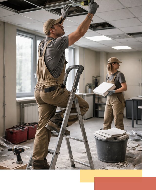 Ремонт потолка Армстронг и замена плит в Абакане