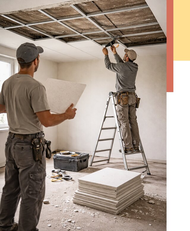 Замена плит подвесного потолка в Абакане от 1788 руб. быстро и недорого | ОТДЕЛОЧНИК-Бкн