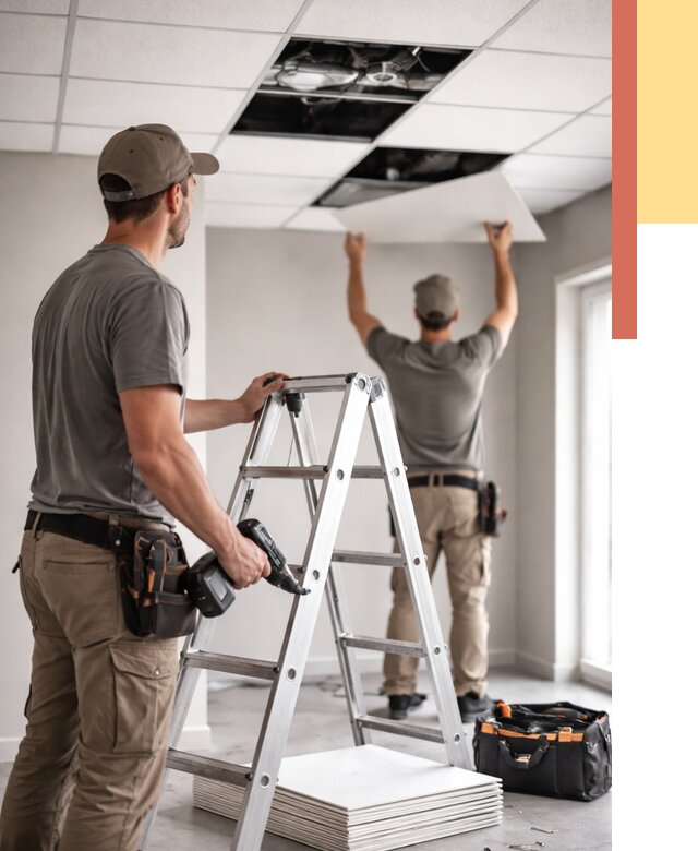 Обслуживание подвесного потолка в Абакане от 3575 руб. — быстро и недорого | ОТДЕЛОЧНИК-Бкн