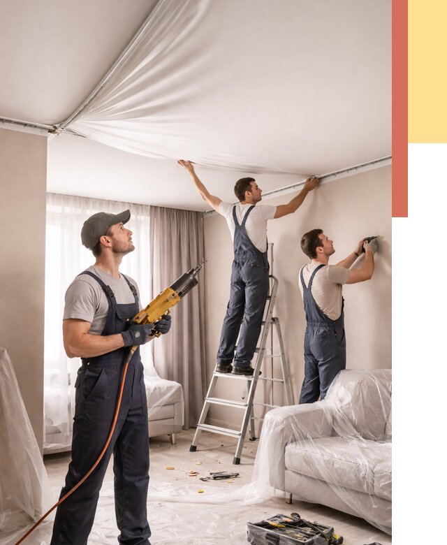 Установка натяжного потолка в Абакане от 4597 руб. | Быстро и недорого — ОТДЕЛОЧНИК-Бкн