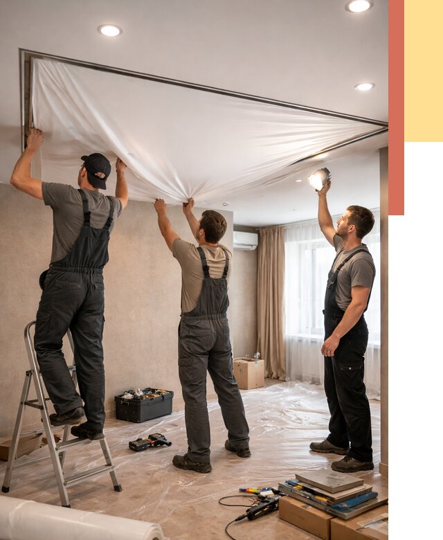 Монтаж ПВХ натяжного потолка в Абакане от 3575 руб. под ключ | ОТДЕЛОЧНИК-Бкн