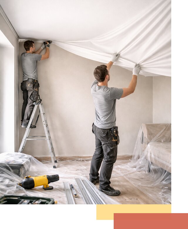 Монтаж тканевого натяжного потолка в Абакане недорого и быстро